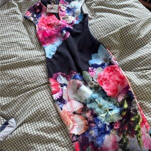 Ted Baker Pink and Blue Sheath Maxi Dress